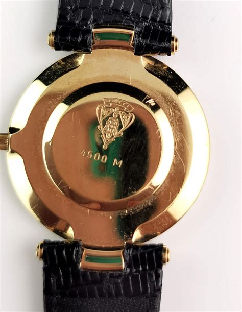 gucci 4500m watch gold mens black leather band|gucci watch bands for sale.